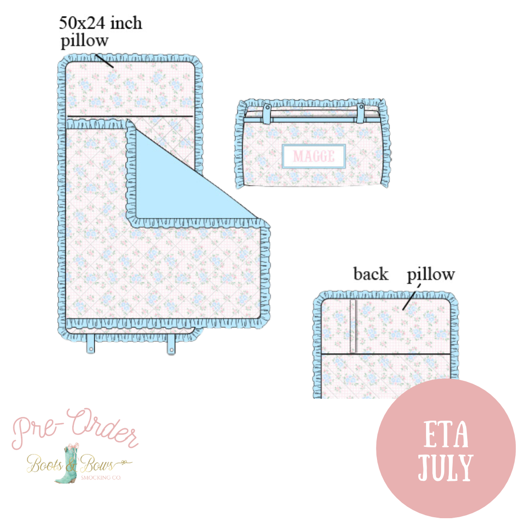 PRE-ORDER: Girls Blue & Pink Floral Smocked Napmat (ETA July)