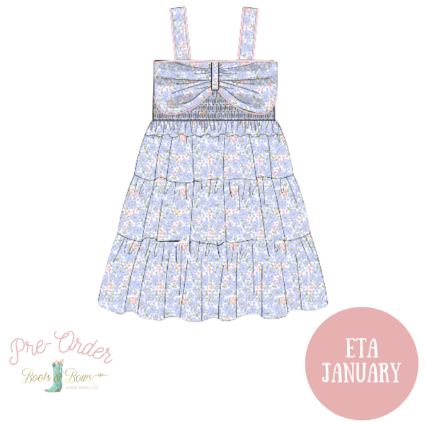 PRE-ORDER: Girls Blue & Pink Florals Strap Dress (ETA January)