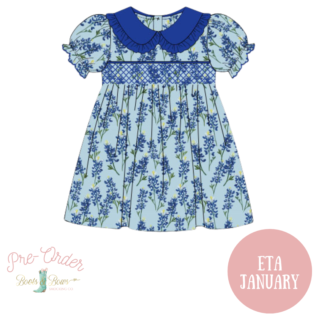 PRE-ORDER: Girls Smocked Bluebonnet Dreams Dress (ETA February)