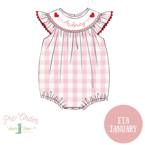 PRE-ORDER: Girls Hearts & Bows Custom Smocked Bubble (ETA January)