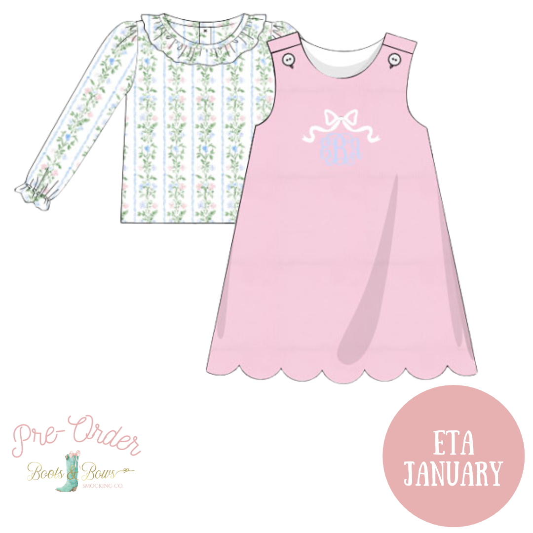 PRE-ORDER: Girls Grandmillenial Garden Jumper Dress Set (ETA January)