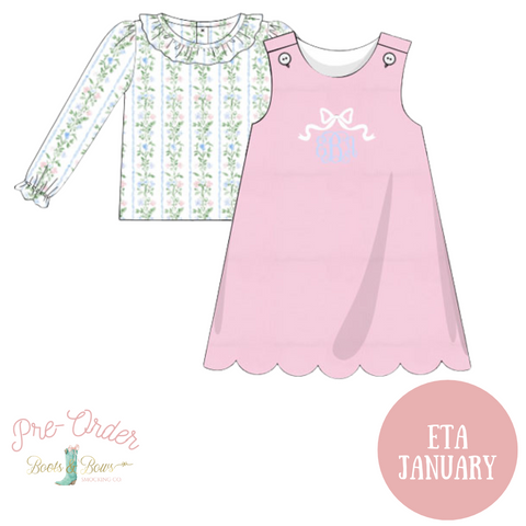 PRE-ORDER: Girls Grandmillenial Garden Jumper Dress Set (ETA January)