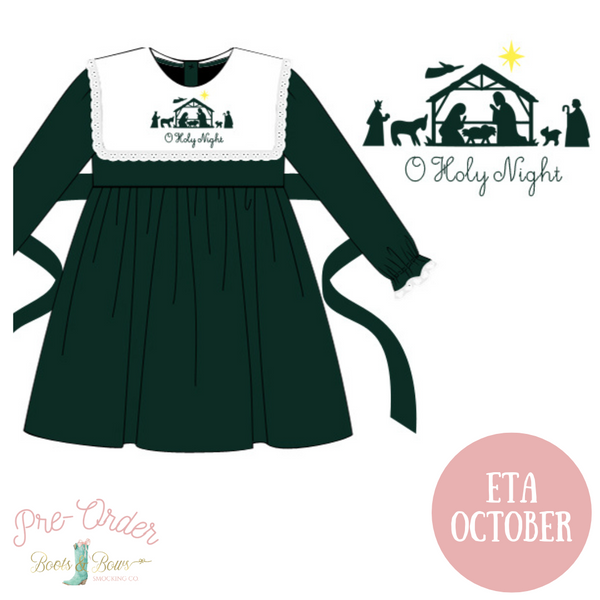 Girls Green Velvet Nativity Dress