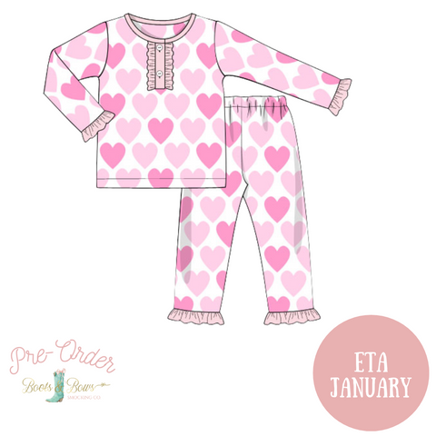 PRE-ORDER: Girls Pink Hearts Pajamas (ETA January)