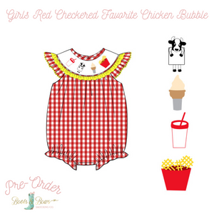 Girls Red Checkered Favorite Chicken Bubble