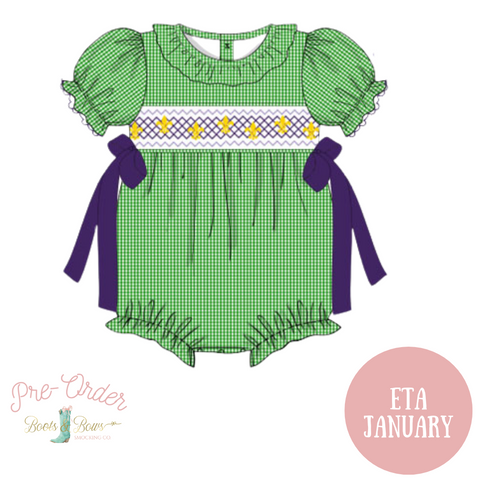 PRE-ORDER: Girls Smocked Fleur De Lis Bubble (ETA January)