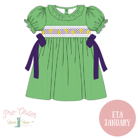 PRE-ORDER: Girls Smocked Fleur De Lis Dress (ETA January)