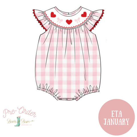 PRE-ORDER: Girls Hearts & Bows Smocked Bubble (ETA January)