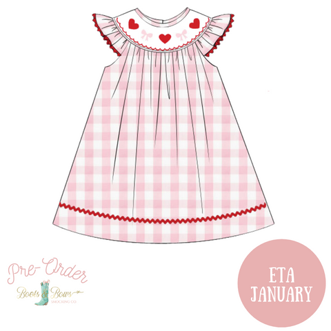PRE-ORDER: Girls Hearts & Bows Smocked Dress (ETA January)