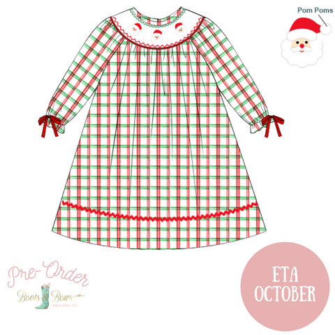 PRE-ORDER: Girls Smocked Santa Dress (ETA October)