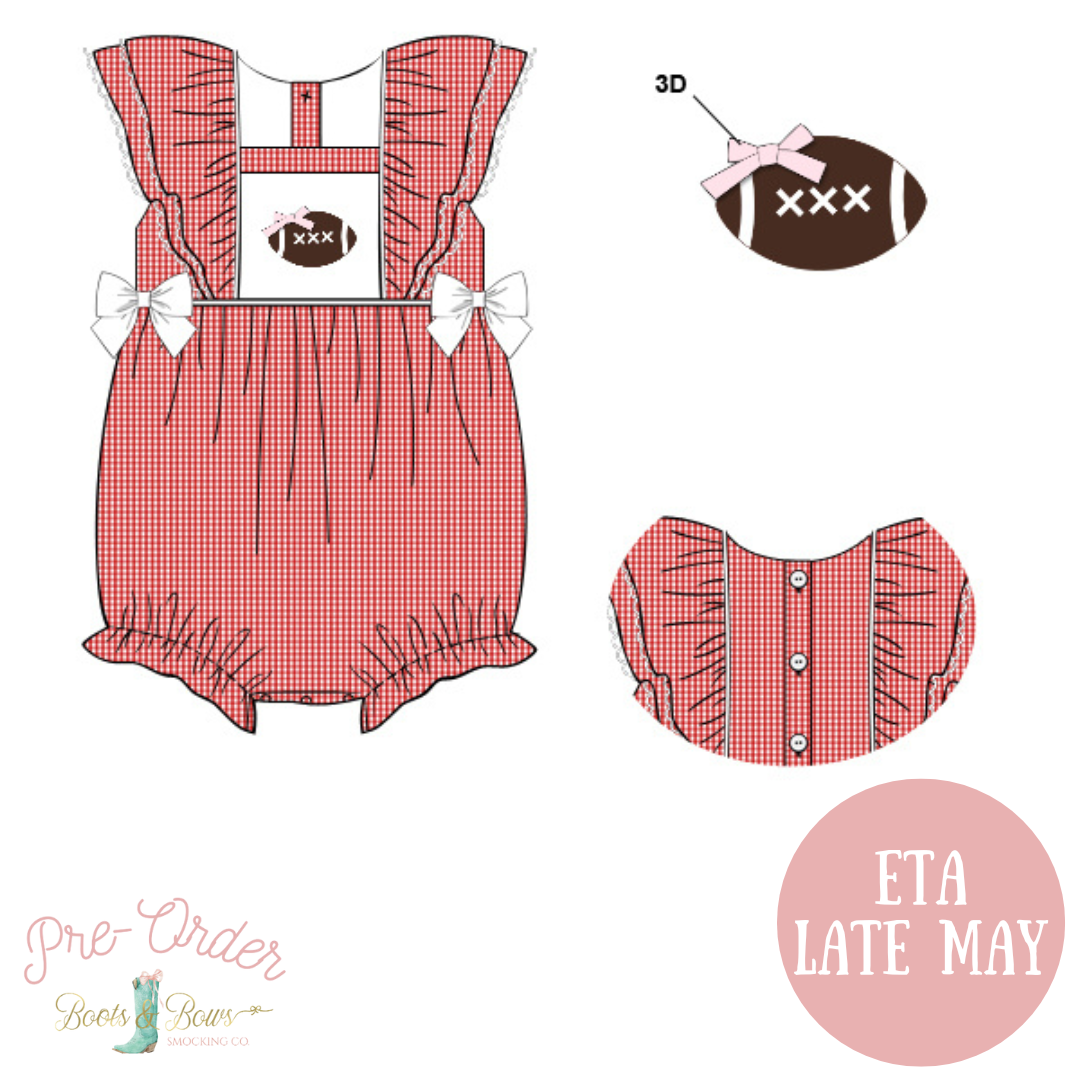 WHOLESALE: Girls Red Football Bubble (ETA JUNE)