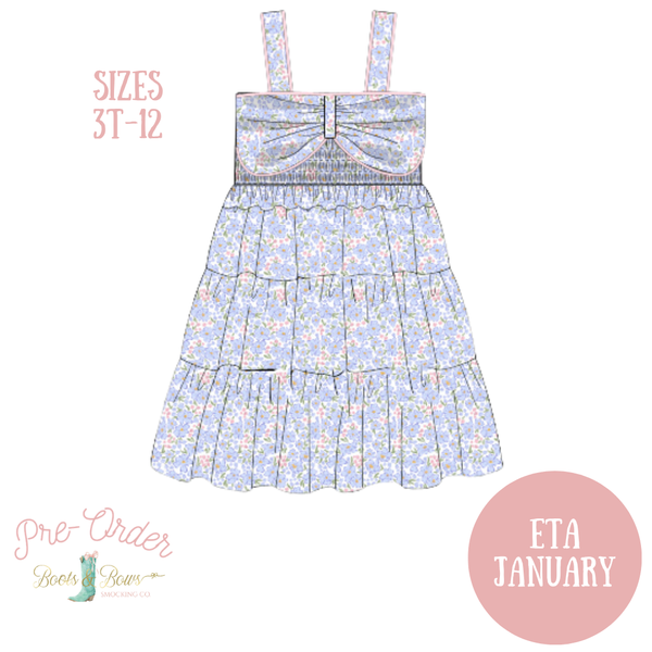 PRE-ORDER: Girls Blue & Pink Florals Strap Dress (ETA January)