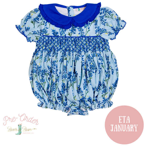 PRE-ORDER: Girls Smocked Bluebonnet Dreams Bubble (ETA January)