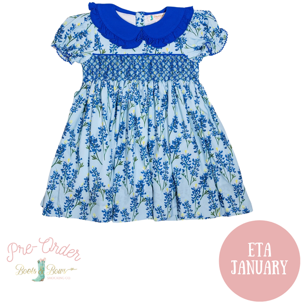 PRE-ORDER: Girls Smocked Bluebonnet Dreams Dress (ETA January)
