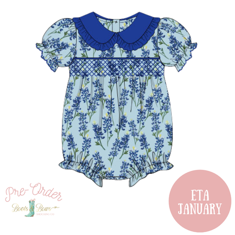 PRE-ORDER: Girls Smocked Bluebonnet Dreams Bubble (ETA January)