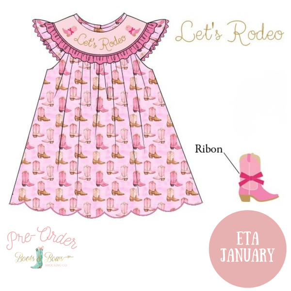PRE-ORDER: Girls Smocked Boot Scootin' Ruffle Dress (ETA January)