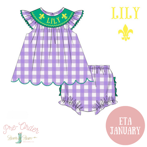 PRE-ORDER: Girls Mardi Gras Custom Diaper Set (ETA January)