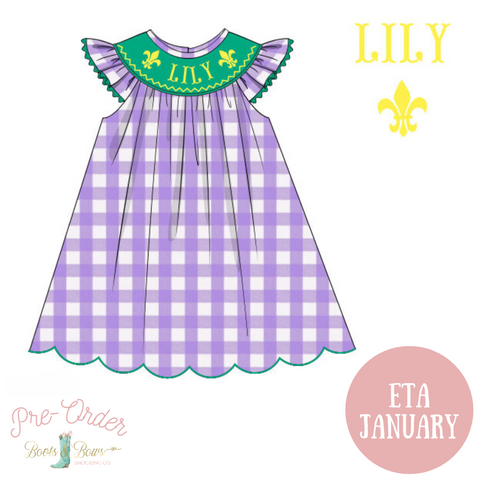 PRE-ORDER: Girls Mardi Gras Custom Name Dress (ETA January)