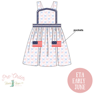 PRE-ORDER: Girls American Flag Pocket Dress (ETA Early June)
