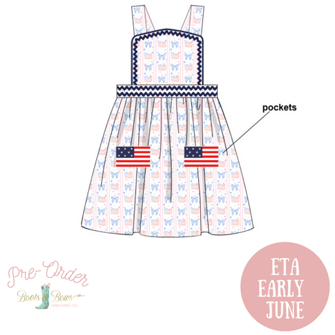 PRE-ORDER: Girls American Flag Pocket Dress (ETA Early June)