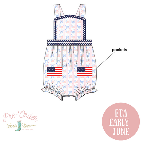 PRE-ORDER: Girls American Flag Pockets Bubble (ETA Early June)