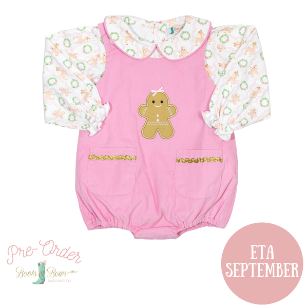 PRE-ORDER: Girls Pink Gingerbread Corduroy Bubble Set (ETA September)