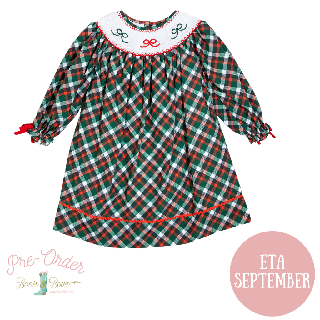girls green tartan dress "Elizabeth" Bottle Green Tartan Dress & Bloomers
