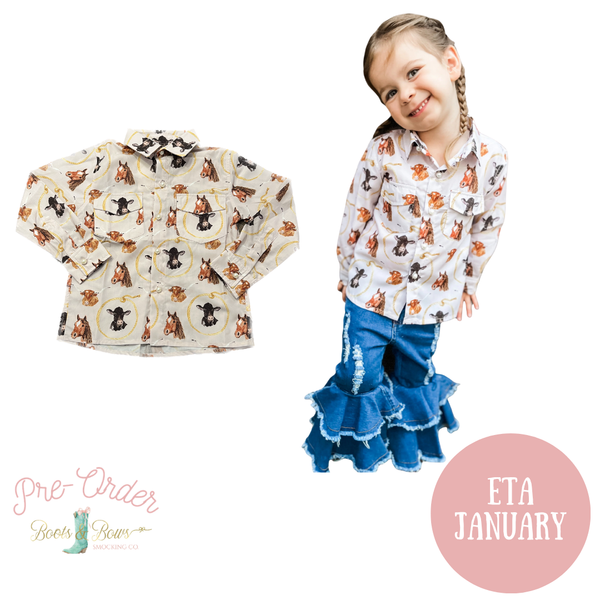 Pre-Order: Girls Let's Rodeo Pearl Button-Up Shirt (ETA January)