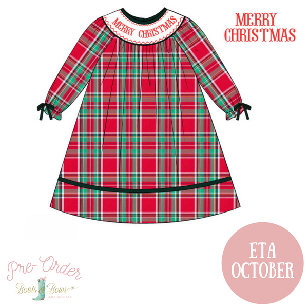 PRE-ORDER: Girls Custom Christmas Plaid Smocked Dress (ETA September)