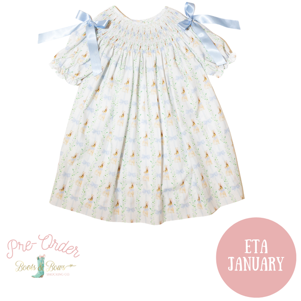PRE-ORDER: Girls Smocked Peter Rabbit Bow Dress (ETA January)