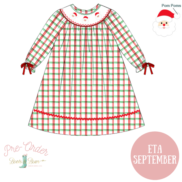 PRE-ORDER: Girls Smocked Santa Dress (ETA September)