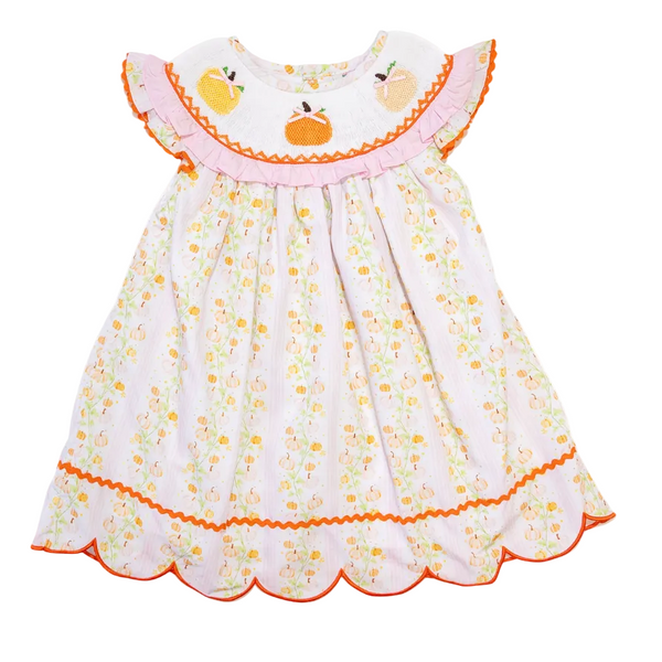 Girls Sweet Pumpkins Smocked Dress