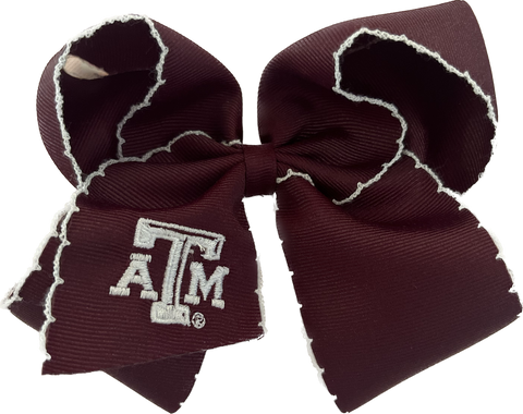 Wee Ones Texas A&M Moonstitch Hair Bow - King Size