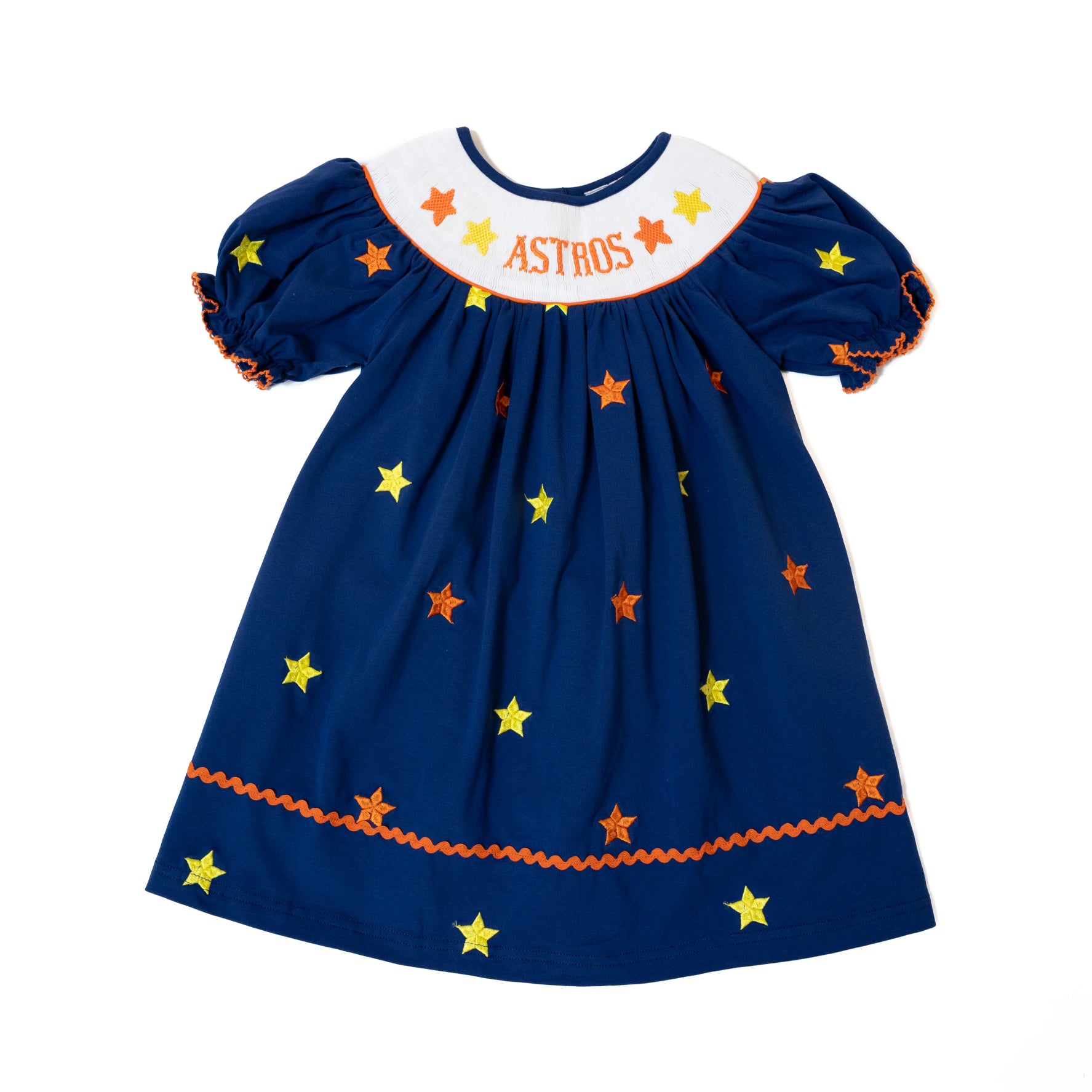 PRE-ORDER: Girls Astros Stars Smocked Dress (ETA June)