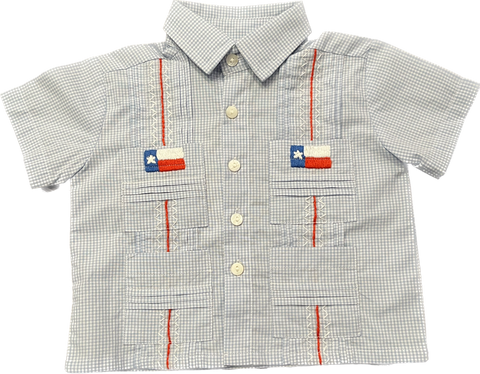 Boys Texas Flag Guayabera Shirt