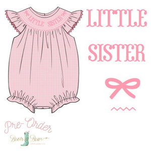 PRE-ORDER: Girls Little Sister Pink Gingham Bubble (ETA 8-12 Weeks)