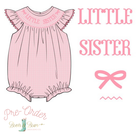PRE-ORDER: Girls Little Sister Pink Gingham Bubble (ETA 8-12 Weeks)