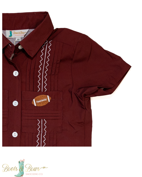 Boys Maroon Game Day Guayabera