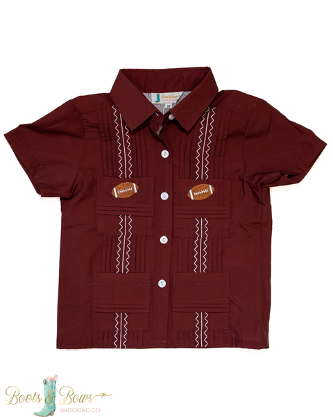 Boys Maroon Game Day Guayabera