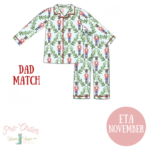 Men's Red Nutcracker Button-Up Pajamas