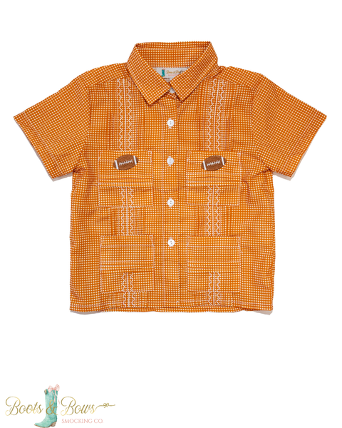 Boys Orange Game Day Guayabera
