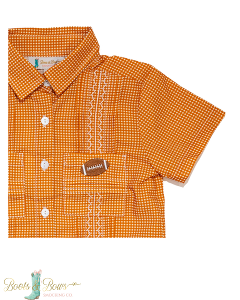 Boys Orange Game Day Guayabera