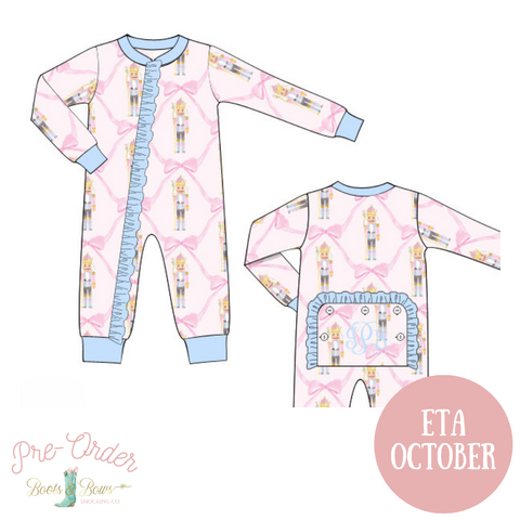 PRE-ORDER: Baby Girl Pink Nutcracker Ruffle Pajamas (ETA OCTOBER)