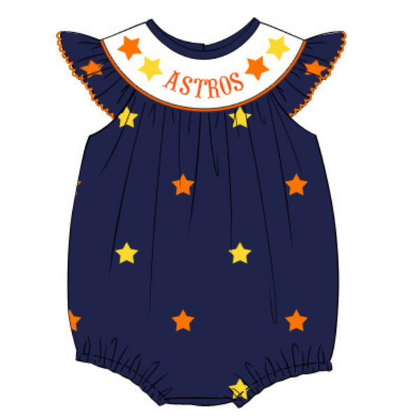 Girls Astros Stars Smocked Bubble