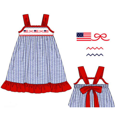 Girls Seersucker Flag Dress