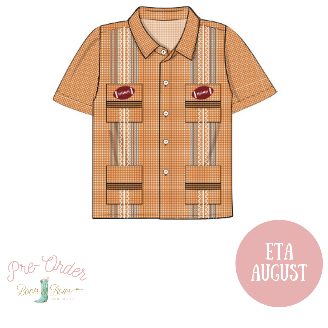Wave Check Gameday Guayabera - Maroon