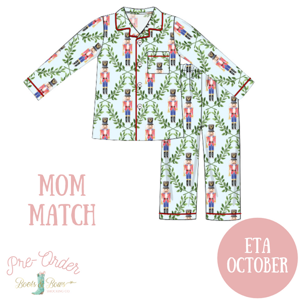 Women's Red Nutcracker Button-up Pajamas