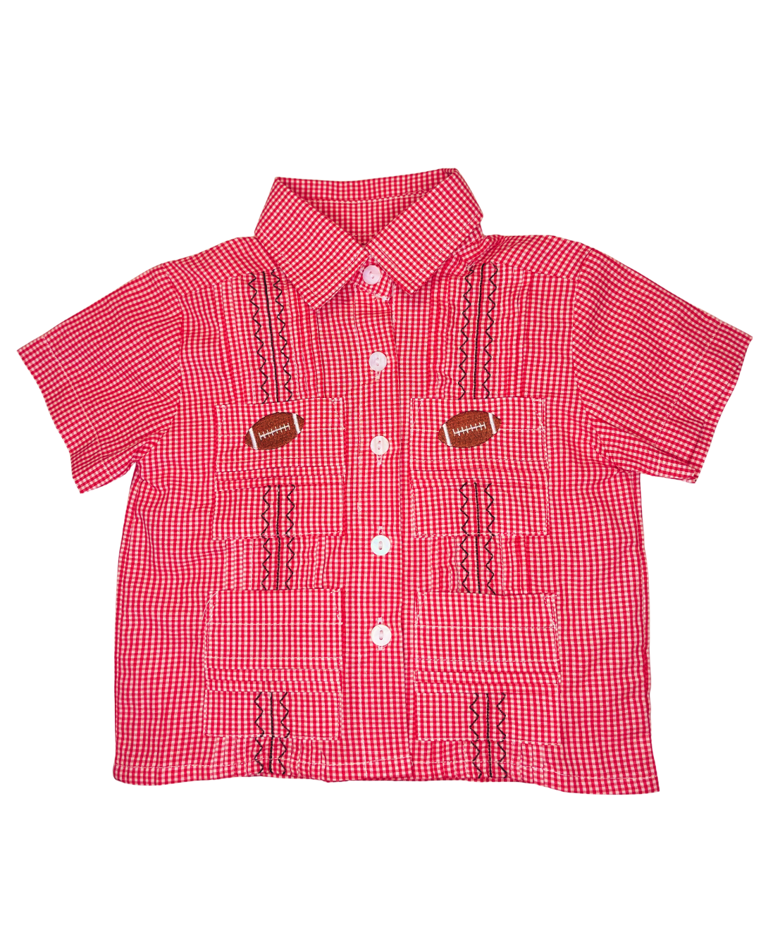 Boys Red Gameday Football Guayabera