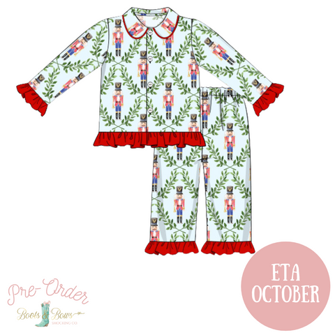 PRE-ORDER: Girls Red Nutcracker Button-up Pajamas (ETA October)
