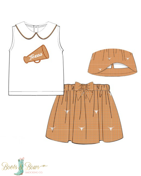 PRE-ORDER: Officially Licensed UT Texas Spirit Girls Athletic Skirt Set (ETA Early August)